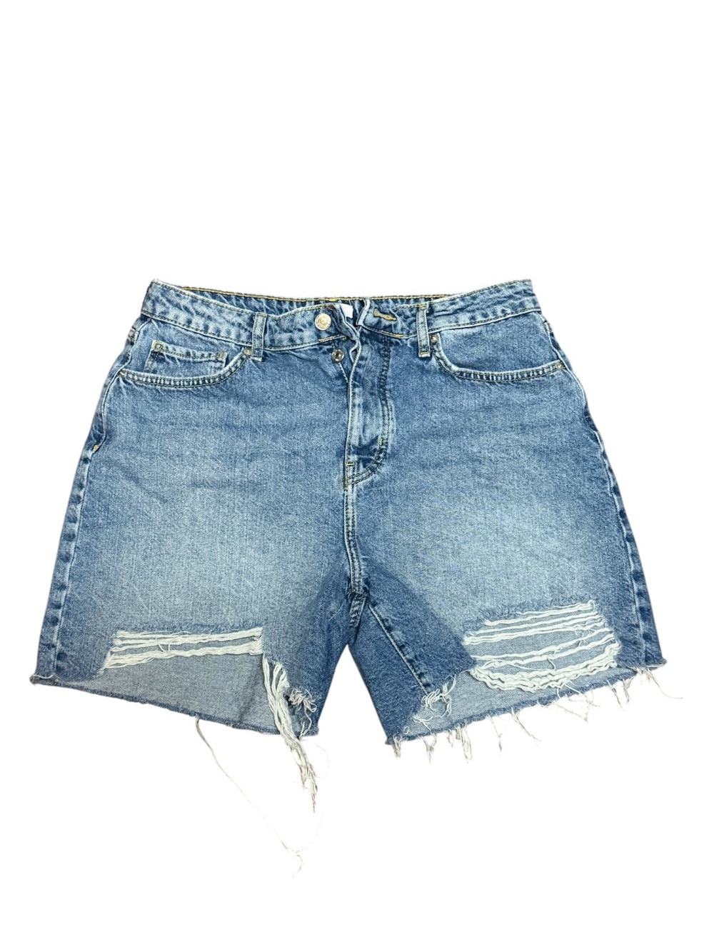 Forever 21 Light Blue Distressed Denim Bermuda Shorts